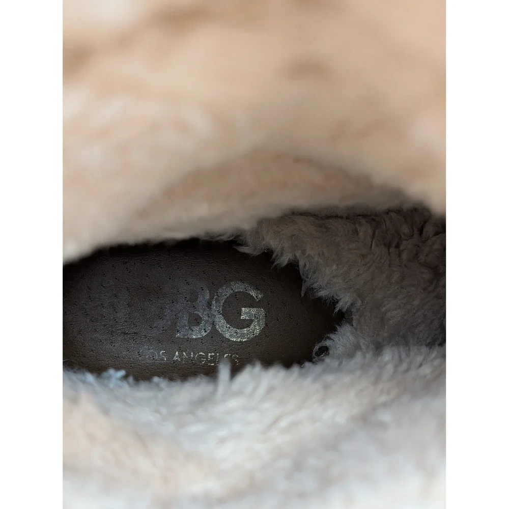 G by Guess‎ Aussie Chestnut Faux Suede Shearling Cuff Boots Womens 7M Rhinestone